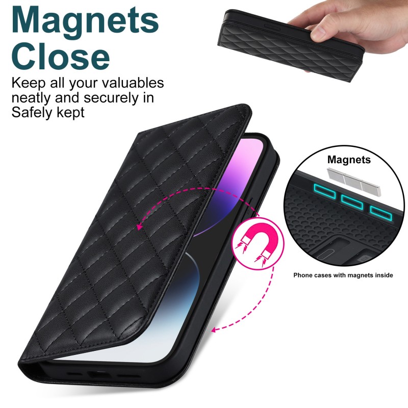 Flip Leather Phone Case for iPhone with MagSafe Wireless Charging, Card Slot